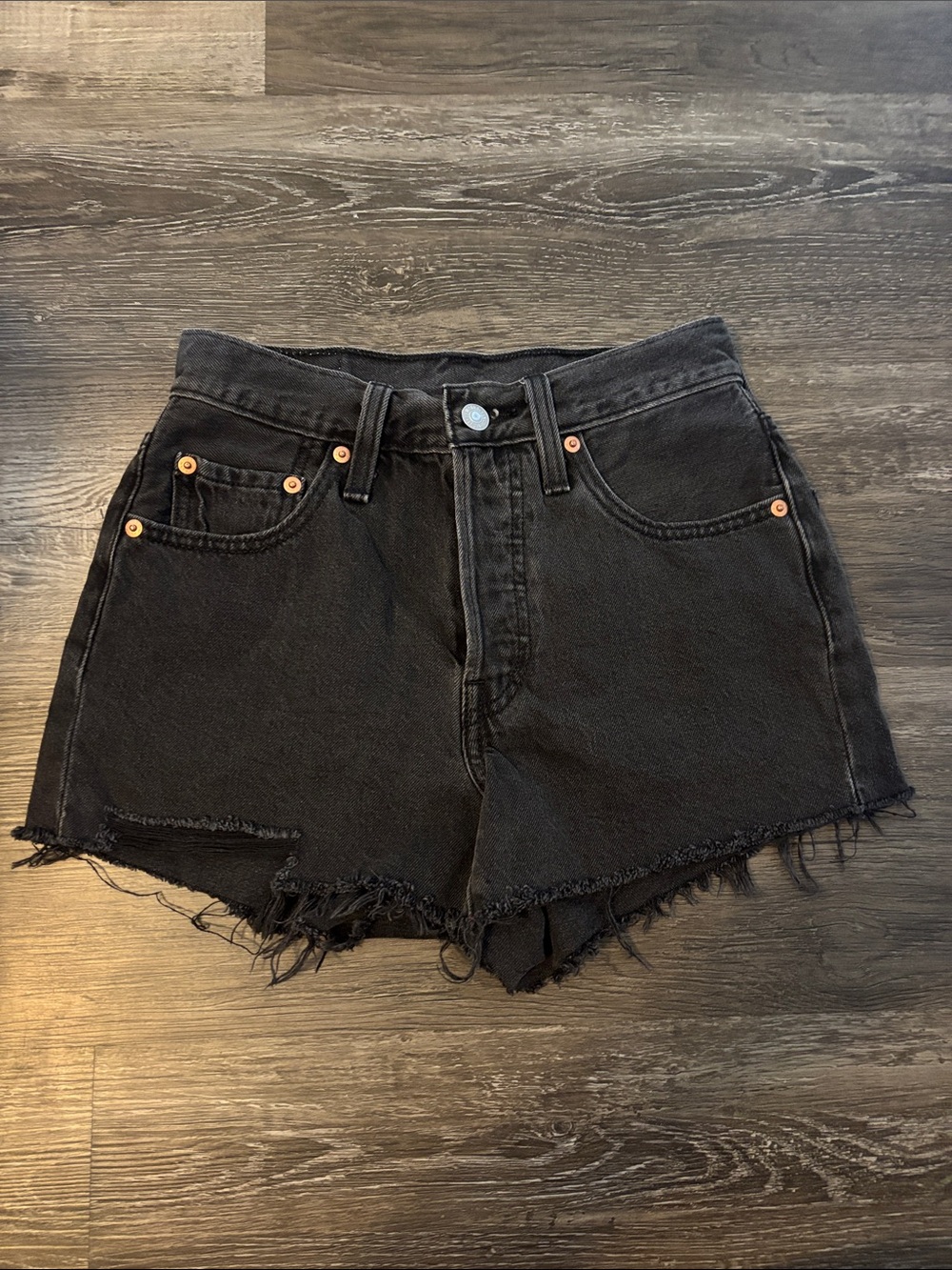 Women's 501 levi High-Rise Black Denim Cutoff Shorts